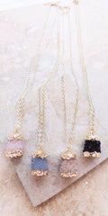 Single Druzy Barrel Necklace